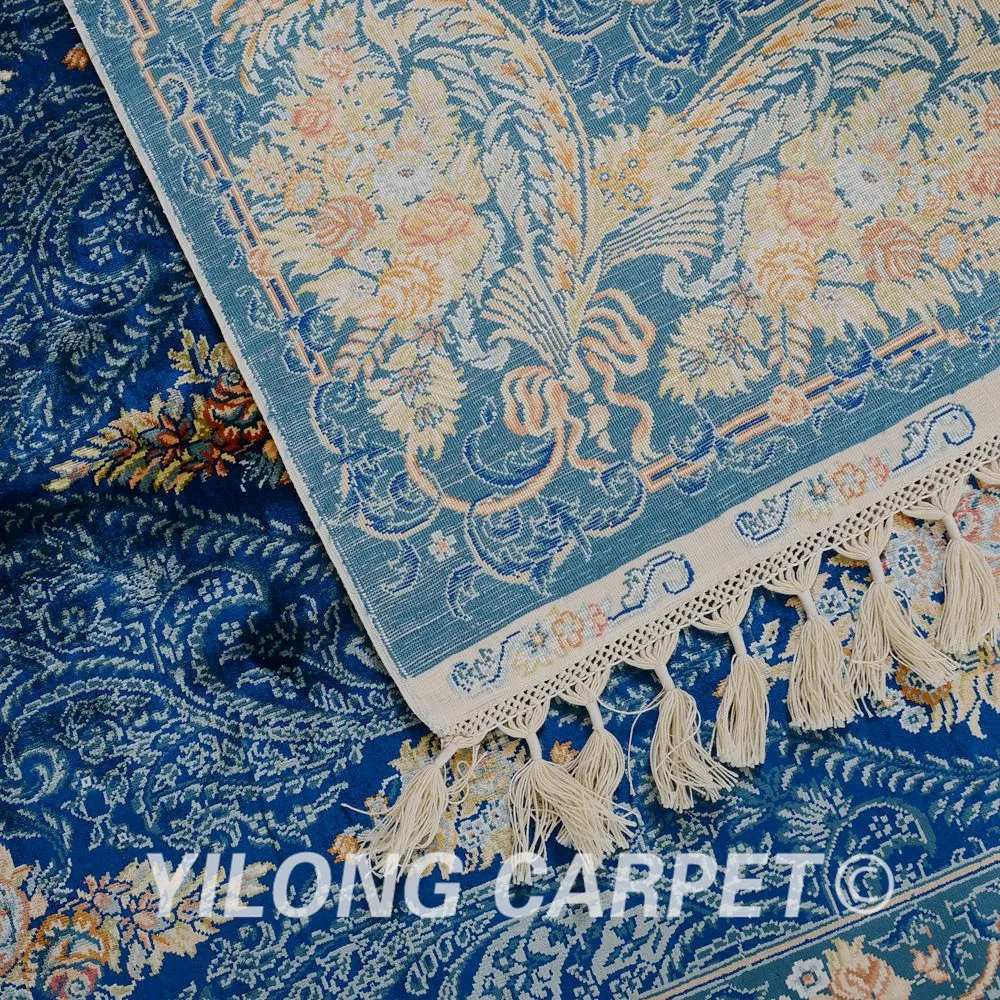 Yilong 4 3 'x 6 2' Hereke Шелковый Vantage ковер синий тонкий Восточная область шелковые
