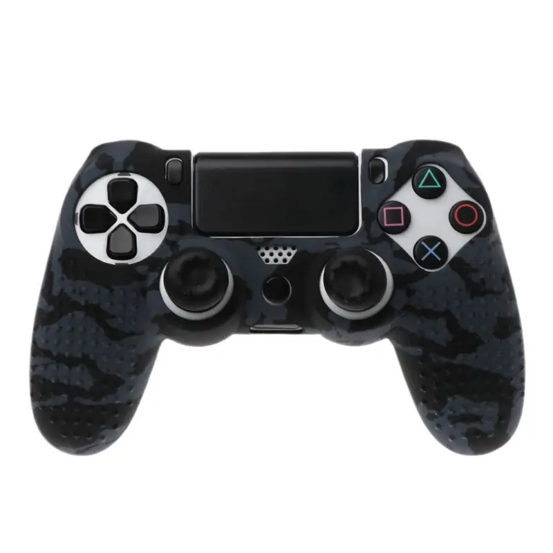 Черный Для Playstation PS4 контроллер Противоскользящий Камуфляжный силиконовый чехол с ручкой Крышка джойстика s защитный чехол - Цвет: Черный