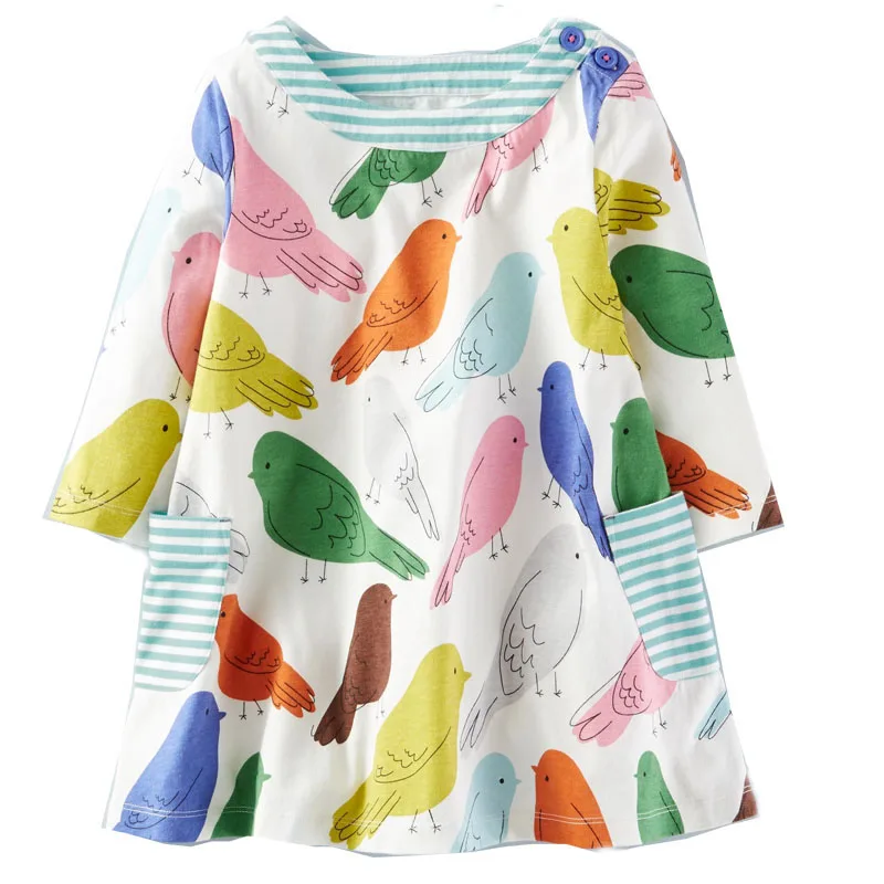 Toddler Dresses Baby Girls Clothing Cotton New Long Sleeve Dress Tunic Jersey Princess Costume for Kids Clothes | Детская одежда и