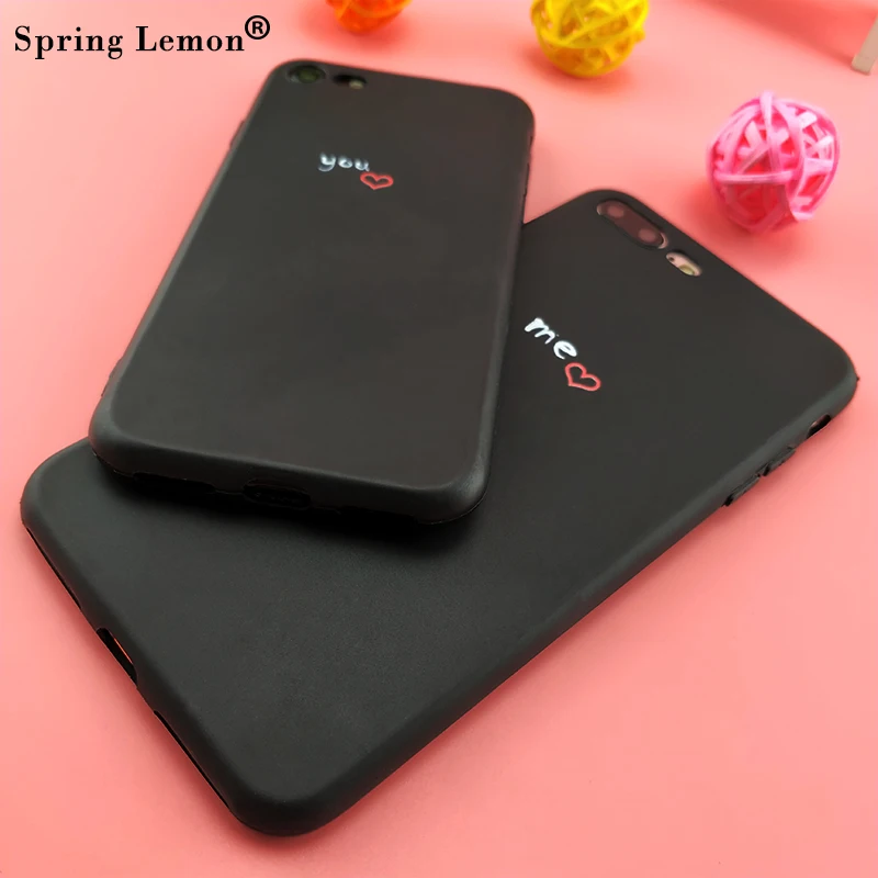 Spring Lemon you and me Heart Lovers Couple Soft Silicone Phone Case For iPhone 8 7plus X XS S MAX XR 7 8plus 6 6s 6plus 5 5S SE |