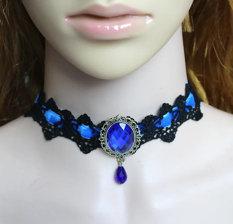 Женское винтажное ожерелье-чокер черное бархатное ожерелье с кружевами и