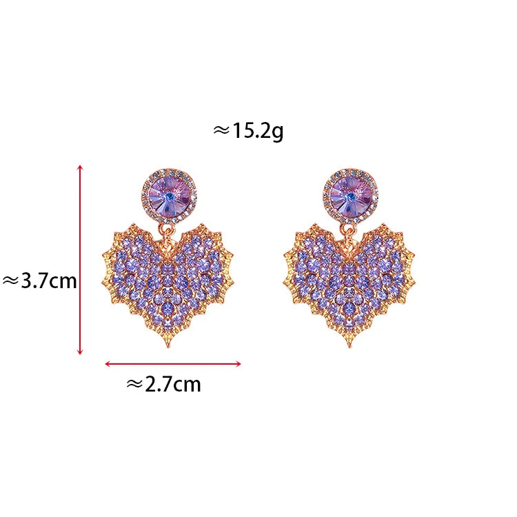 Модные серьги подвески в форме сердца для женщин и девочек изысканные фиолетовые