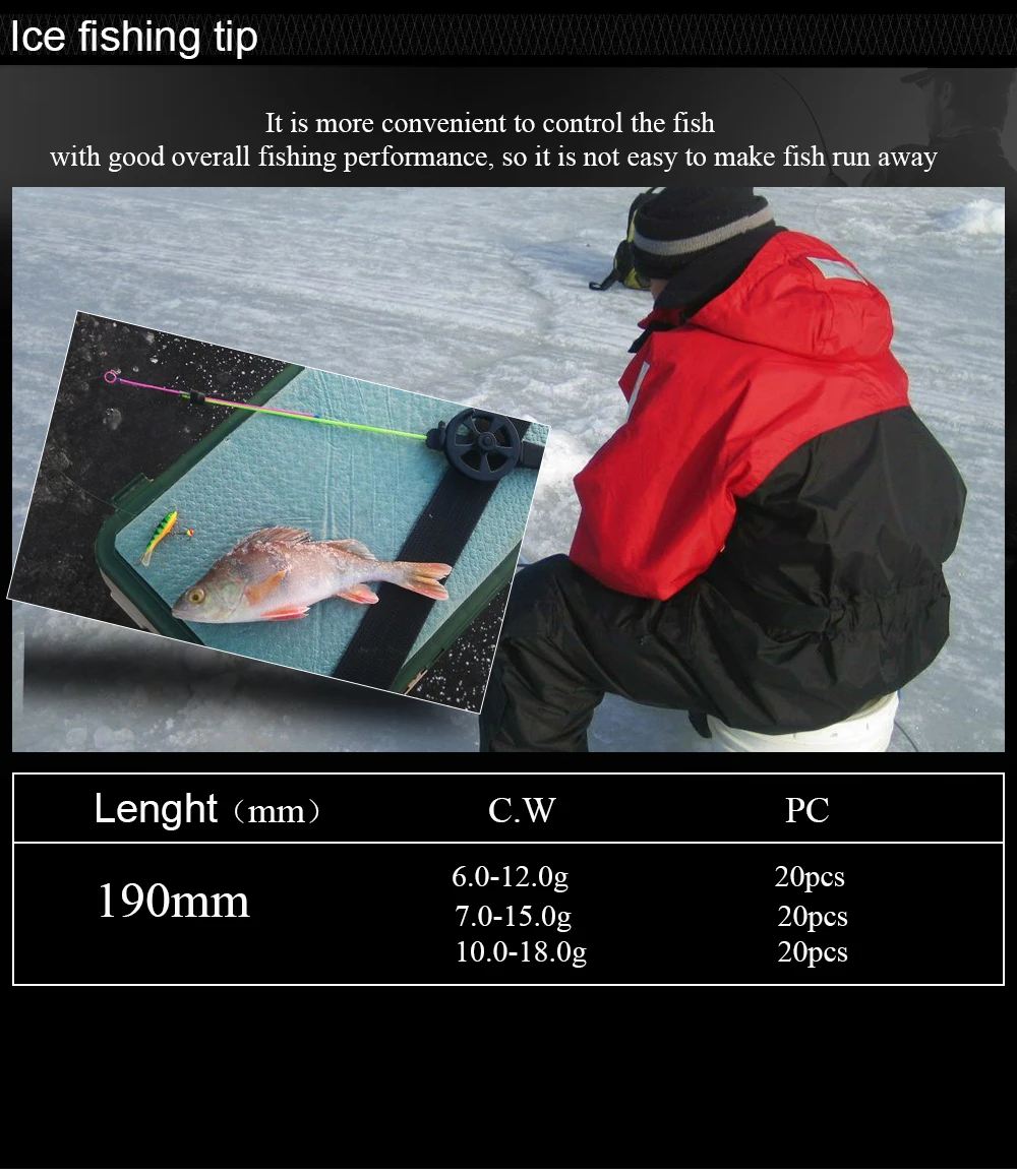FISH KING/20 шт., зимняя Удочка с верхним наконечником MH power c. W, 6-12 г, 7-15 г, 10-18 г, наконечник из нержавеющей стали для ледяной удочки, 19 см, сверхлегкая удочка, комбинированная