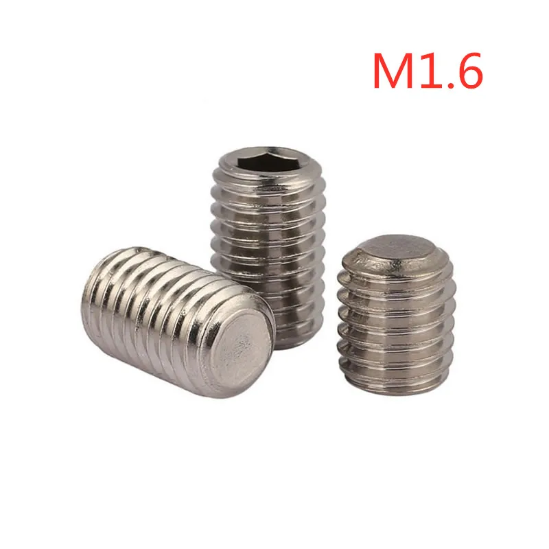 100 шт./лот M1.6 * 2/3/4/5/6/8/10 DIN913 винт с шестигранной головкой из нержавеющей стали