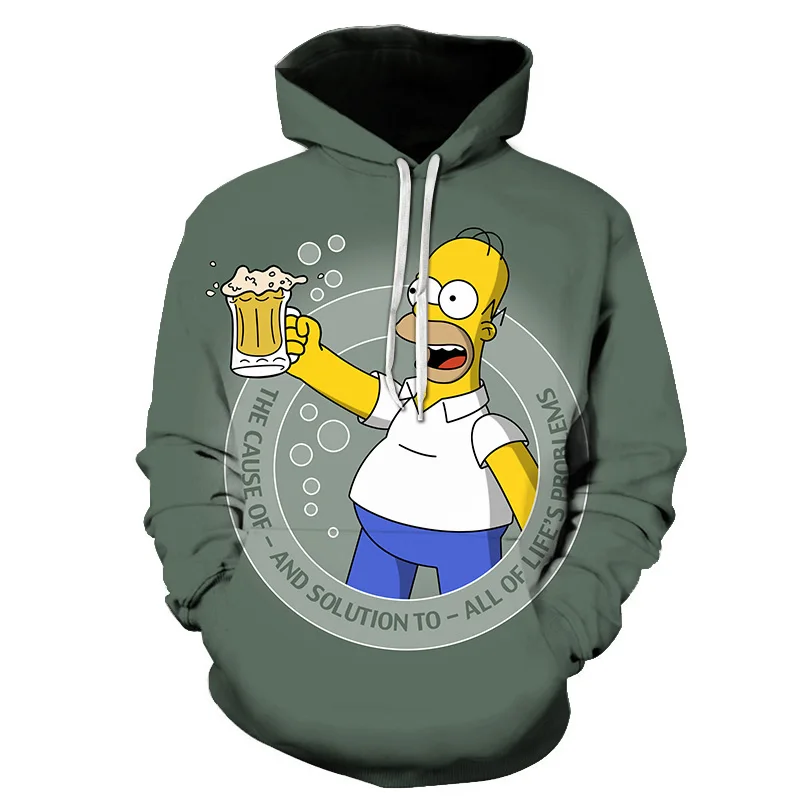 Забавный Homer Simpson Аниме Толстовка мужская 3D печать пуловер Горячая Распродажа
