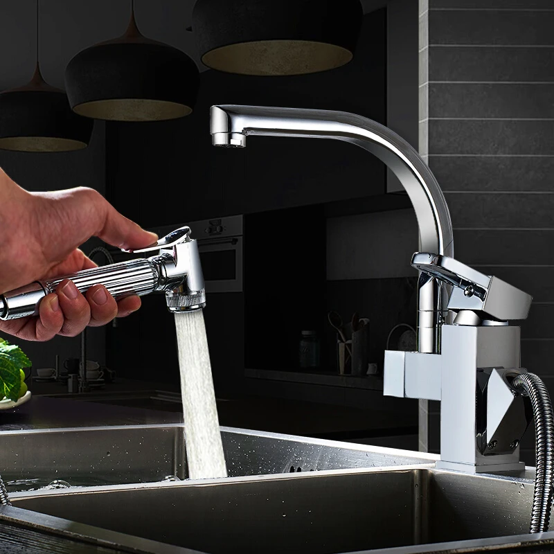 Смеситель для кухни с выдвижной лейкой душевой распылитель насадка из меди