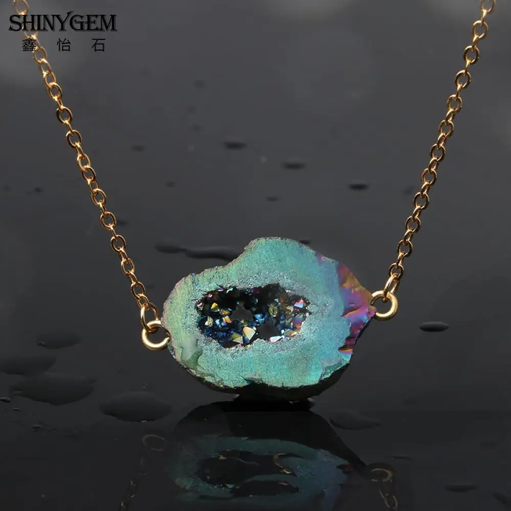 Ожерелье с подвеской SHINYGEM из натуральной друзы радужная чакра ожерелье