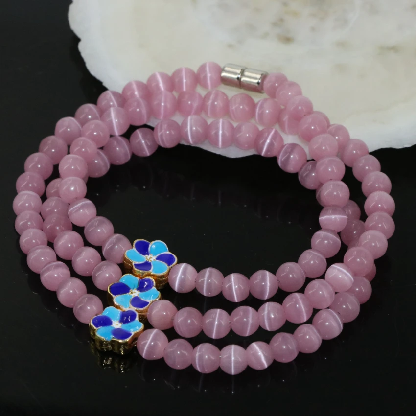 Женский многослойный браслет 7 стилей кошачий глаз Кристальный сердолик опал 3 мм