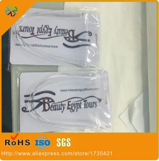 (1000 шт./лот) двусторонняя печатная бирка с отверстием пластиковая для багажа