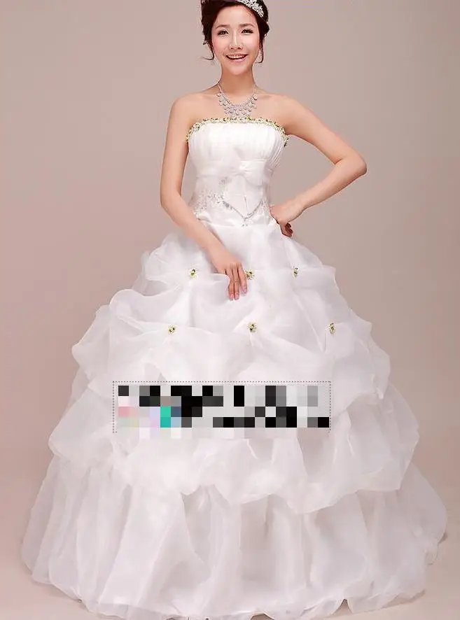 3 Цвета ; коллекция года; корейский стиль; Милое Свадебное платье принцессы; большой размер; красный, белый, розовый цвет; Ретро стиль; свадебное платье в стиле лотоса - Цвет: Белый