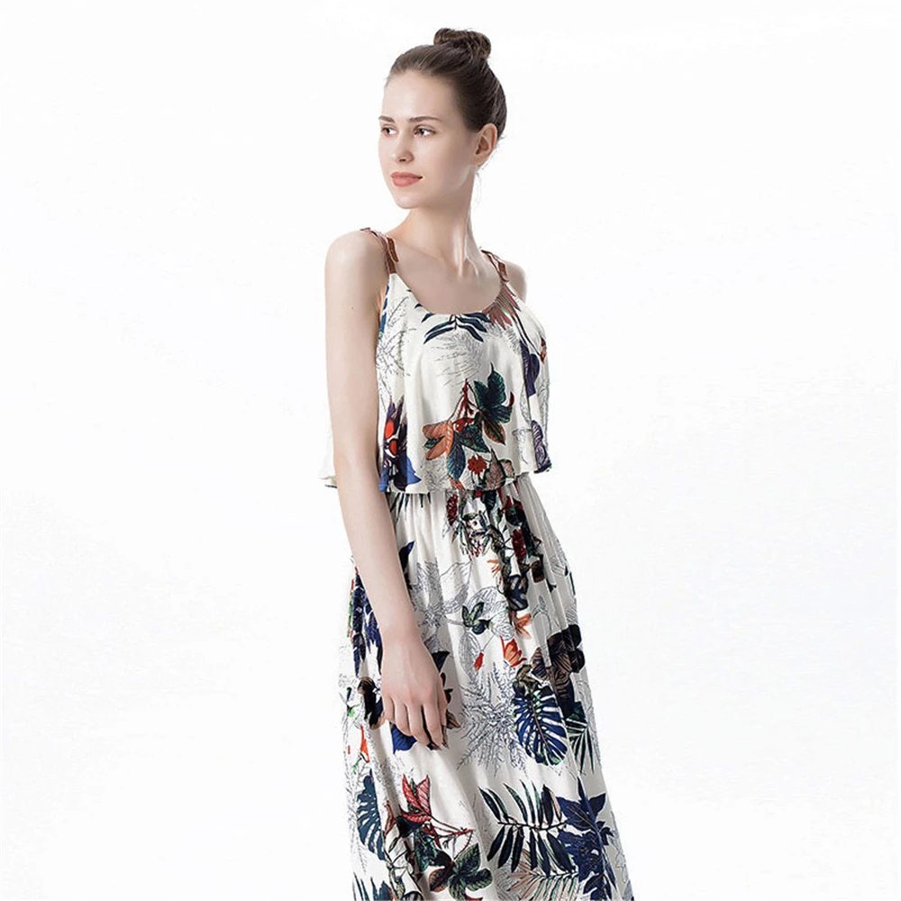 Оборками Винтаж Цветочный принт длинное платье макси для Для женщин Летняя