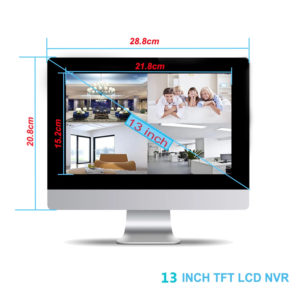 960P 4CH Беспроводной NVR комплект с 13-дюймовым ЖК-экраном Wi-Fi CCTV системой 1.3MP IP камерой