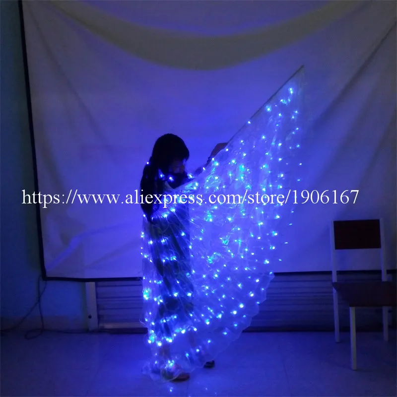 Модное синее светодиодное светящееся платье для вечерние накидка одежда со