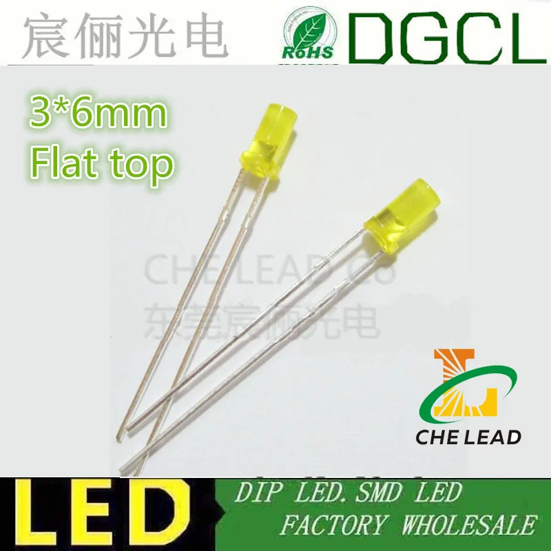 3*6 мм высокий плоский верх 3 светодиодный Диод с бахромой dip светодиодная красная