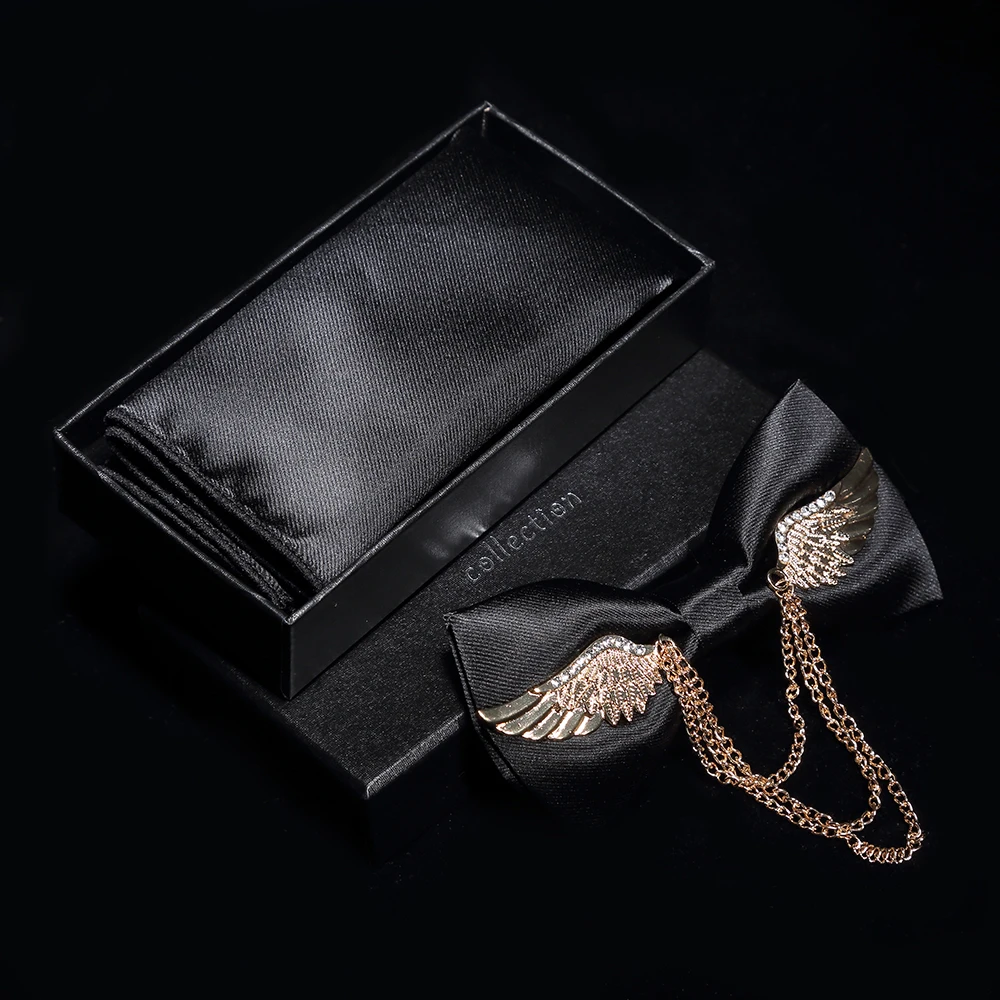 Мужские галстуки бабочки JEMYGINS металлические с золотыми крыльями регулируемые