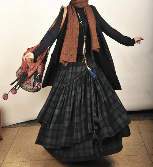 Женская длинная клетчатая юбка зимняя Плотная хлопковая юбка|skirt set|skirt coatskirt knit |