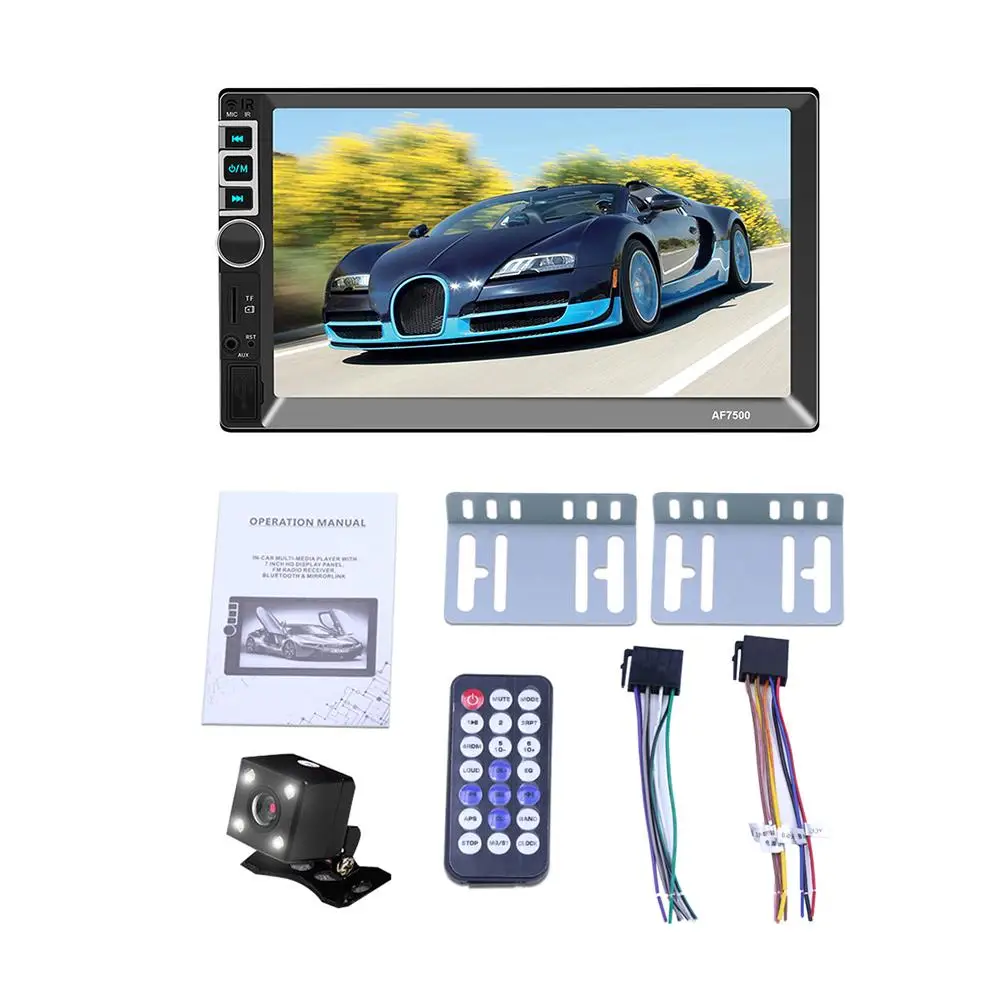 HD 7-дюймовый 2 DIN MP5 Автомобильный плеер Bluetooth Сенсорный экран стерео радио камера