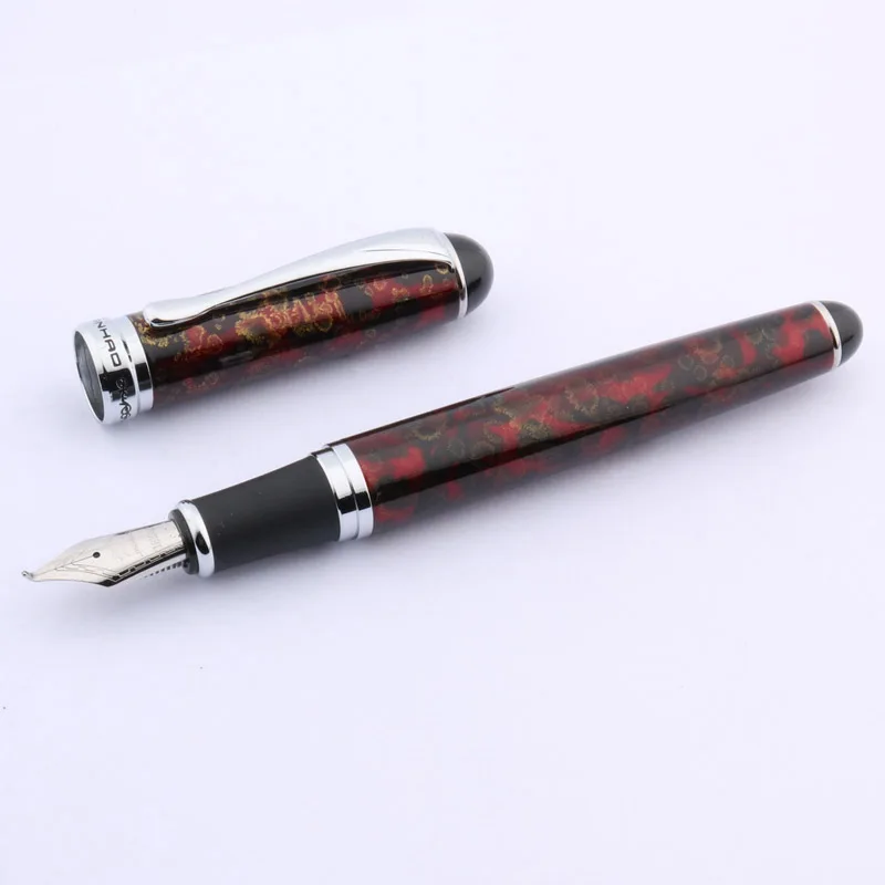 Jinhao Красный Ледяной цветок 750 Серебряная отделка перо для каллиграфии перьевая
