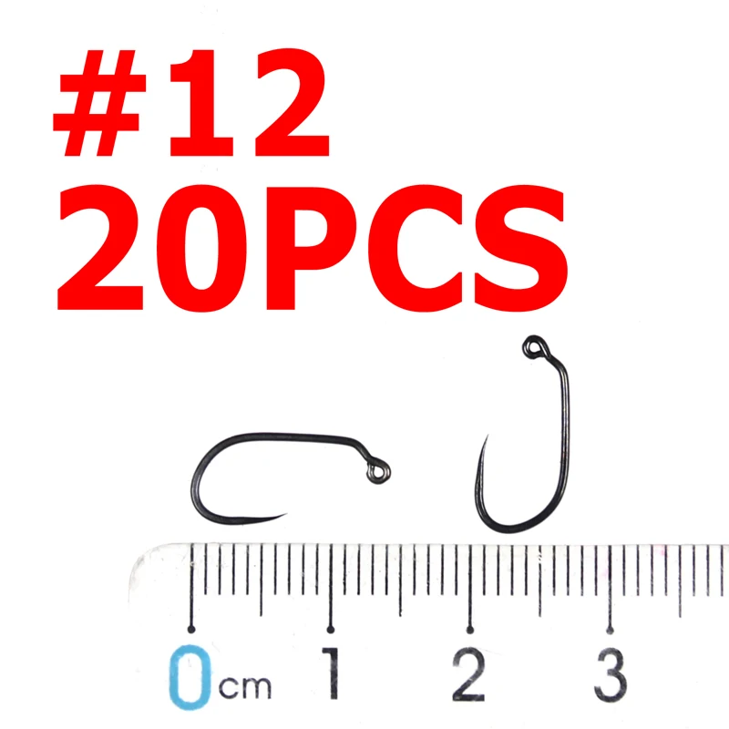 20pcs size 12 Bimoo 20 шт. бесплодный Нимфа джиг муха крюк форель нимф Муха Крючки - Цвет: 20pcs size 12