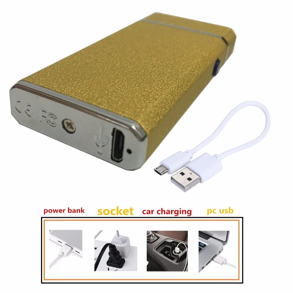 Металлическая ветрозащитная Электронная зажигалка с двойной дугой Usb зарядка