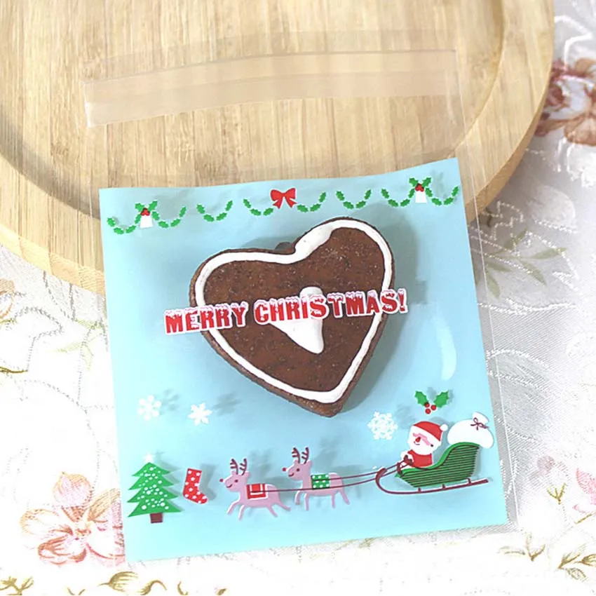 Marebell рождественские упаковки печенья 10*10 см 50 шт Рождественская вечеринка мультфильм Санта Клаус печенье вафельная упаковка для выпечки - Цвет: Белый
