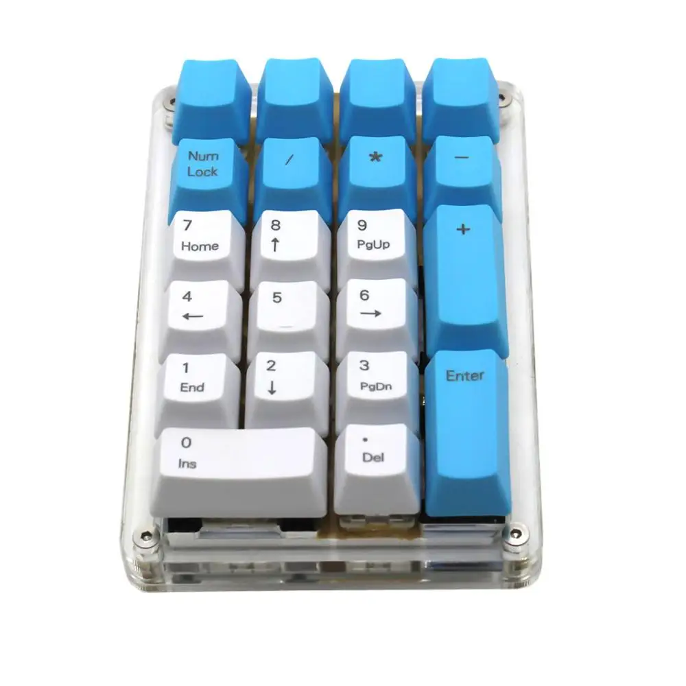 Blue White Mixed YMDK пустой боковой печатью топ-печатный 21 ключ Numpad толстый PBT OEM профиль Keycap для MX переключатели Numpad(только KEYCAP - Цвет: Blue White Mixed
