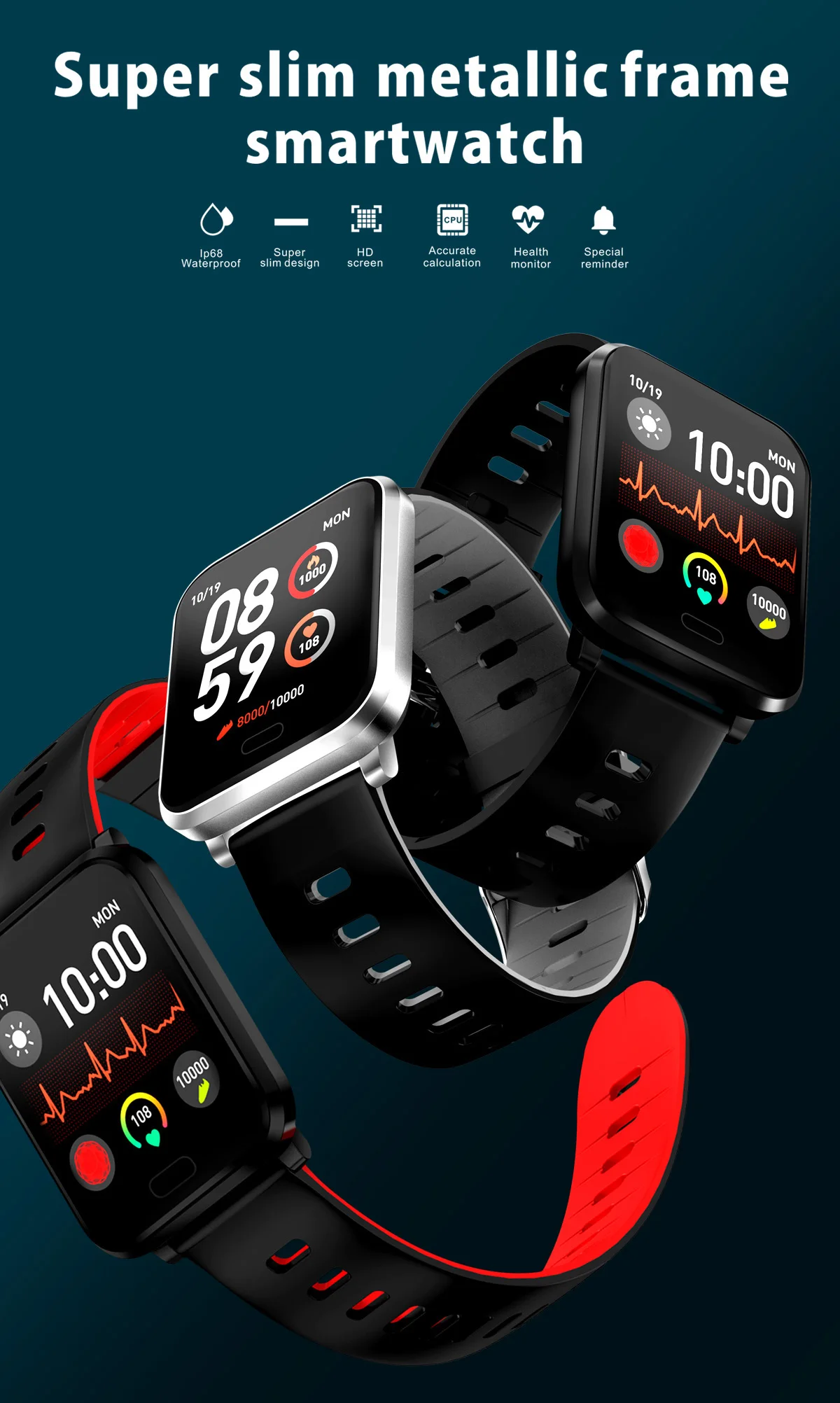 K10 Смарт-часы IP68 Водонепроницаемый Smartwatch Для мужчин монитор сердечного ритма крови Давление Фитнес трекер Смарт-браслет Для мужчин смарт-браслет