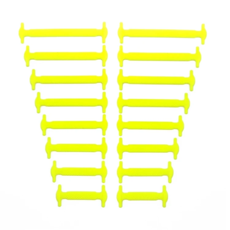 Yellow Shoelaces 16 шт./лот, 8 размеров, ленивые эластичные шнурки, креативные беговые кроссовки без завязок, струны унисекс, эластичные силиконовые шнурки для спортивной обуви - Цвет: Yellow Shoelaces