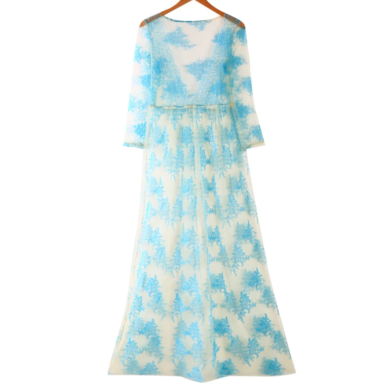 Летнее женское платье с цветочным принтом прозрачное кружевное Сетчатое для