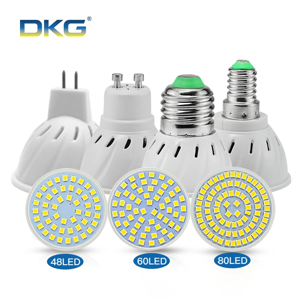 Светодиодная лампа GU10 E27 светодиодная лампа E14 110 V 220 V 2835 SMD 48 60 80 светодиодов Точечный светильник Bombillas для люстры освещения