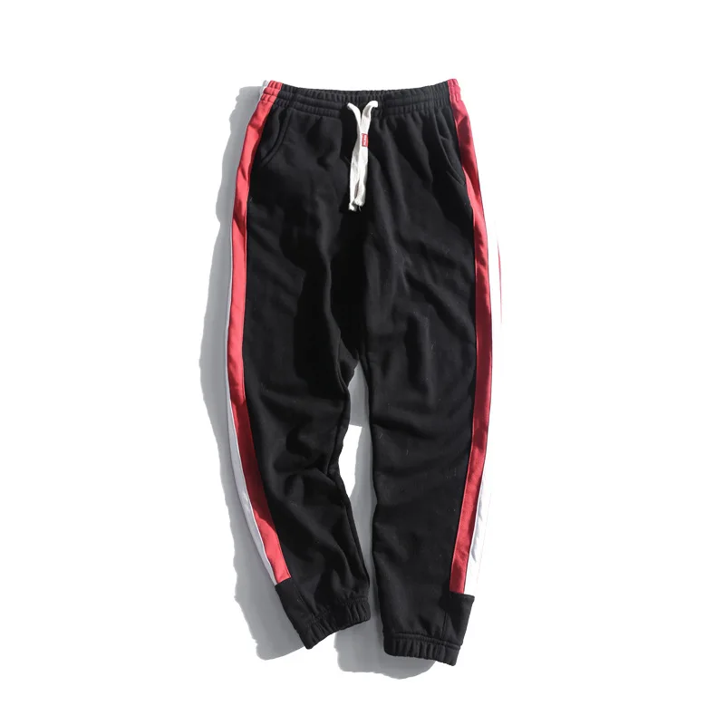 

2017 Autumn Mens Sweatpants Side Stripe Contrast Color Jogger Pants Elastic Waist Mens Casual Spliced Pantalon Homme Trousers