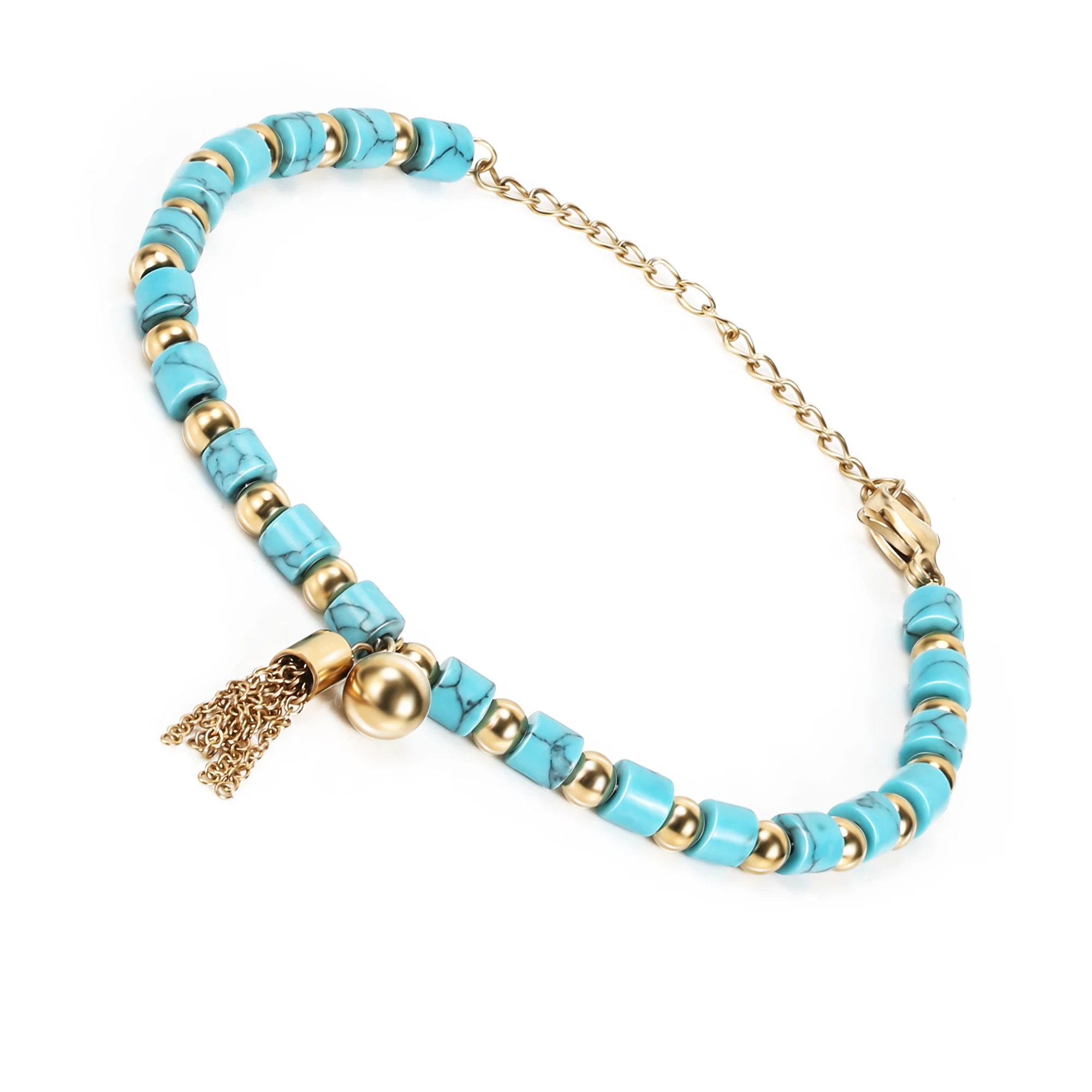 

High Quality Natural Turquoises Stone Bracelet Charms Women Men Strand Beads Fashion Jewelry
