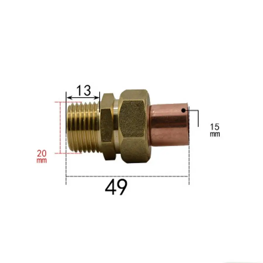 

DN15 G 1/2" BSPP Male x Copper Inner Dia 15mm Brass Copper End Feed Fitting Union Connector Coupler Adapter Water Gas Oil
