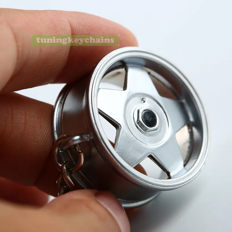 New Alloy Car Auto Sports Wheel Rim Mini Keychain Key Chain Keyring Pendent BOR Design A | Rings