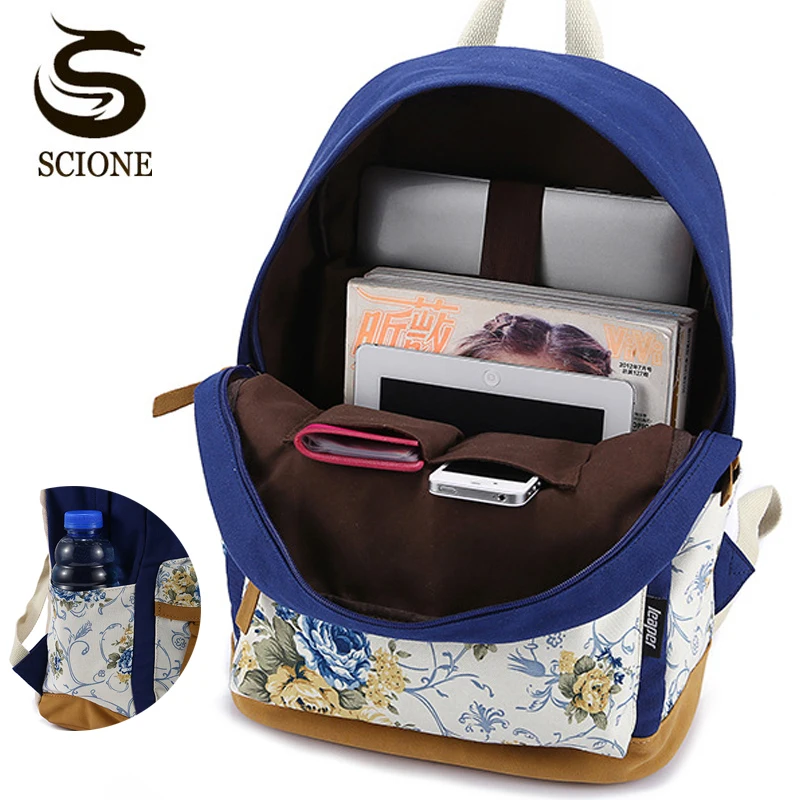 2018 СКИОНЕ кожаный холстинный школьный дорожный рюкзак для девочек подростков