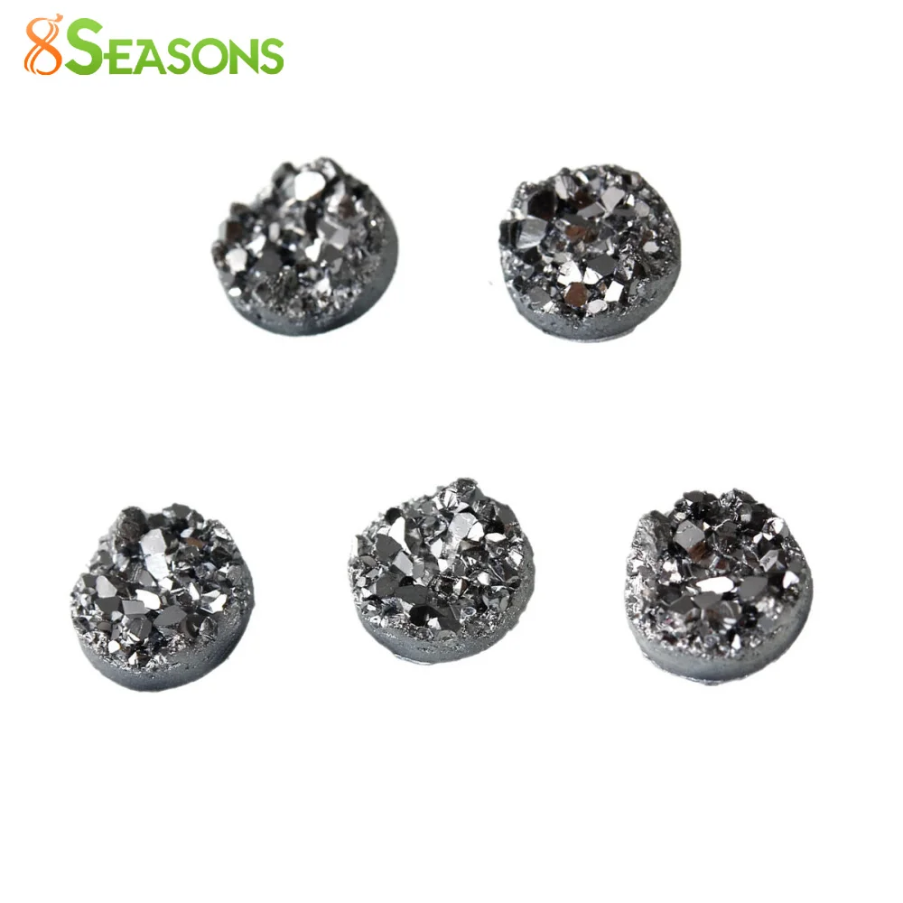 8 сезонов drusy Смола купольное уплотнение кабошон круглый серебристо
