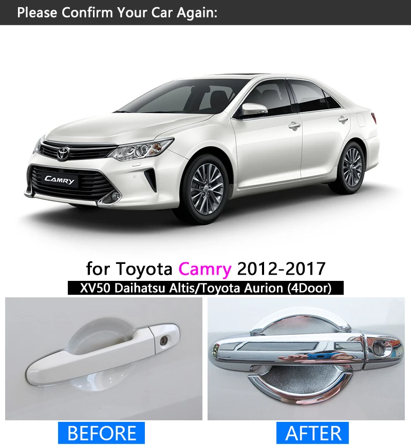 Для Toyota Camry 2012- XV50 Хромированная ручка Накладка набор для Daihatsu Altis Aurion 2013 аксессуары для стайлинга автомобилей