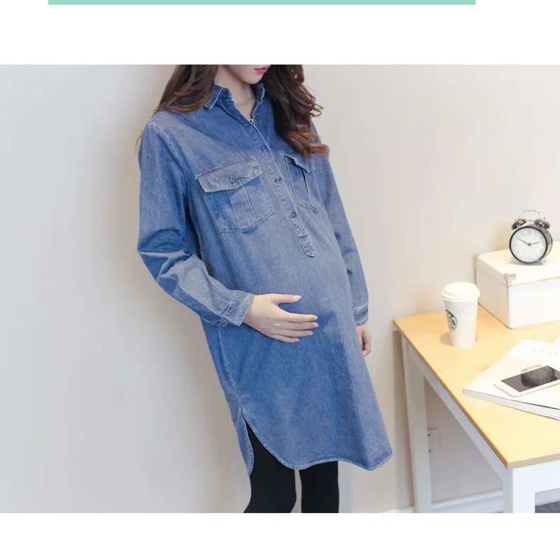 Новая повседневная одежда для беременных Fdfklak рубашка женщин джинсовые рубашки с