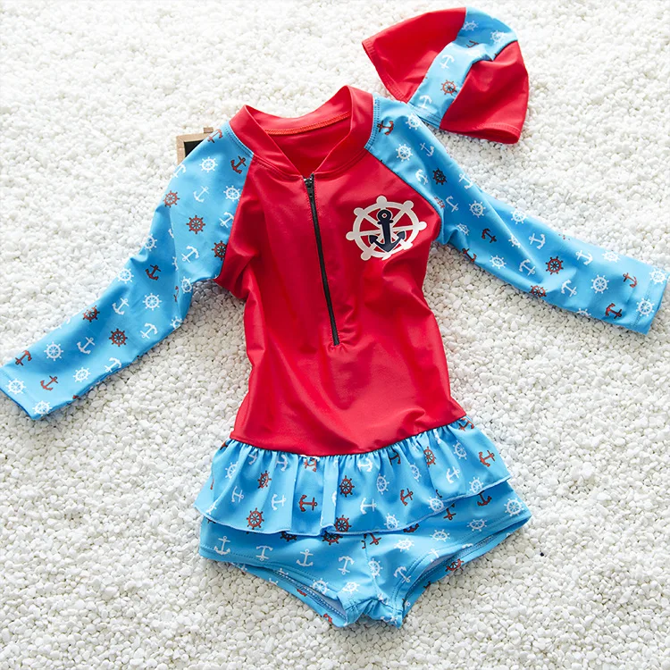 Новинка 2018 года Купальник для девочек купальные костюмы с длинными рукавами +