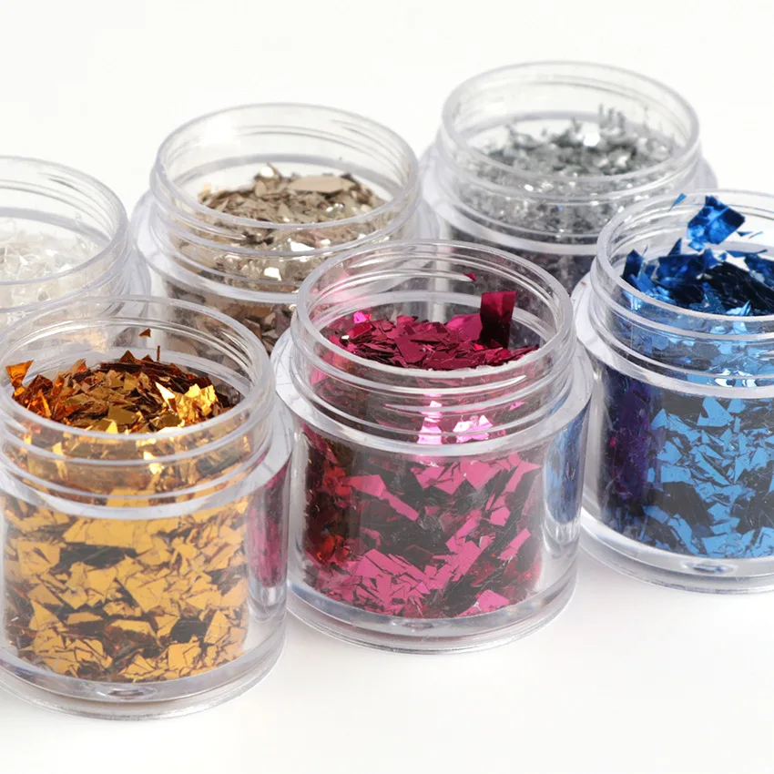 1 коробка (= 10 мл) Серебряная конфетти для ногтей нестандартные блестящие хлопья