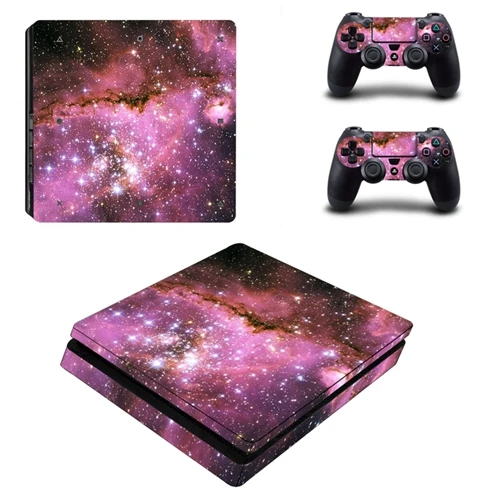 Красивый Космос планета Стиль кожи Стикеры чехол для Playstation 4 Slim PS4 тонкий консоль наклейки+ наклейки 2 контроллеры - Цвет: YSP4S0111