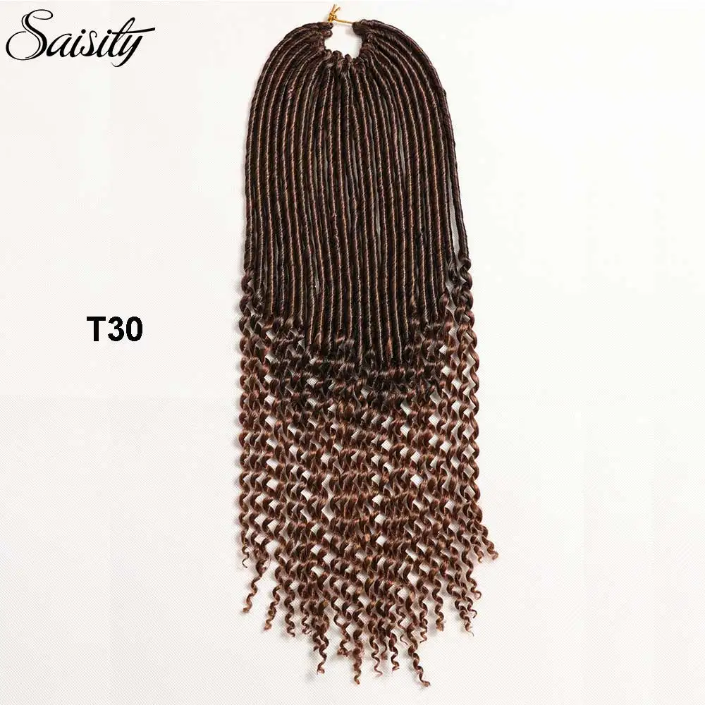 T1B/30 Saisity крючком богиня locs вязание крючком косы искусственные локоны в стиле crochet волос Синтетические пряди для наращивания волос Плетение волос кудрявый дредлоки 18" - Цвет: T1B/30