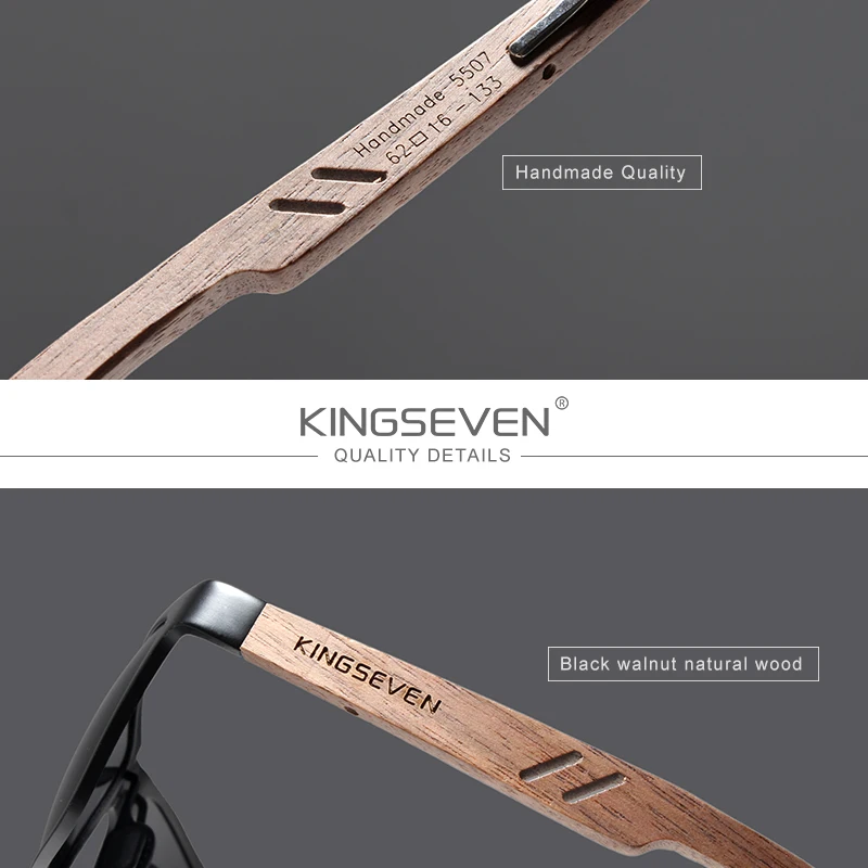 Мужские солнцезащ. Очки ручной работы KINGSEVEN черно золотистые солнцезащитные очки