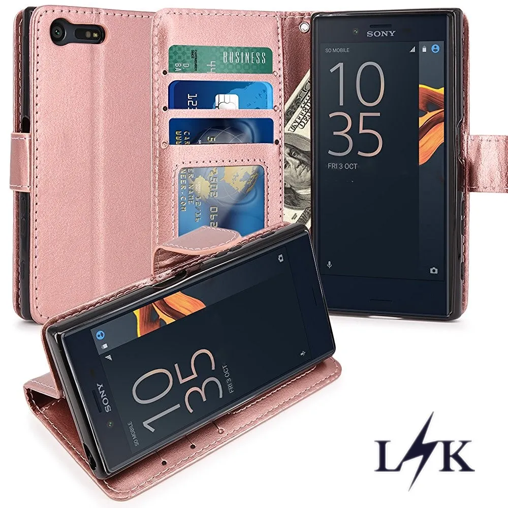 Для Xperia X Compact чехол LK Роскошный PU кожаный бумажник откидная крышка с карты слоты и