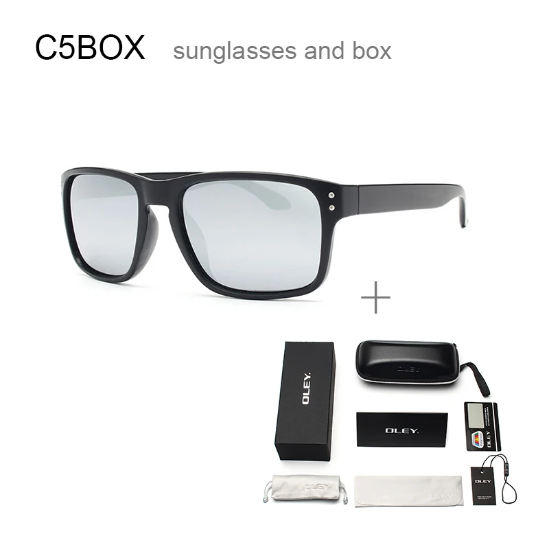 Y8133 C5BOX OLEY, Классические поляризованные солнцезащитные очки, мужские очки, для вождения, черная оправа, очки для рыбалки и вождения, мужские солнцезащитные очки Oculos Y8133 - Цвет линз: Y8133 C5BOX