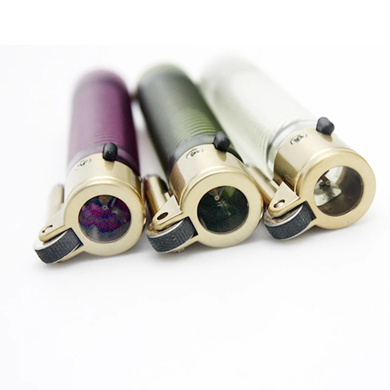 Ветрозащитный Газовой Зажигалки винт Прозрачный Многоразового Бутан Jet Flame Факел