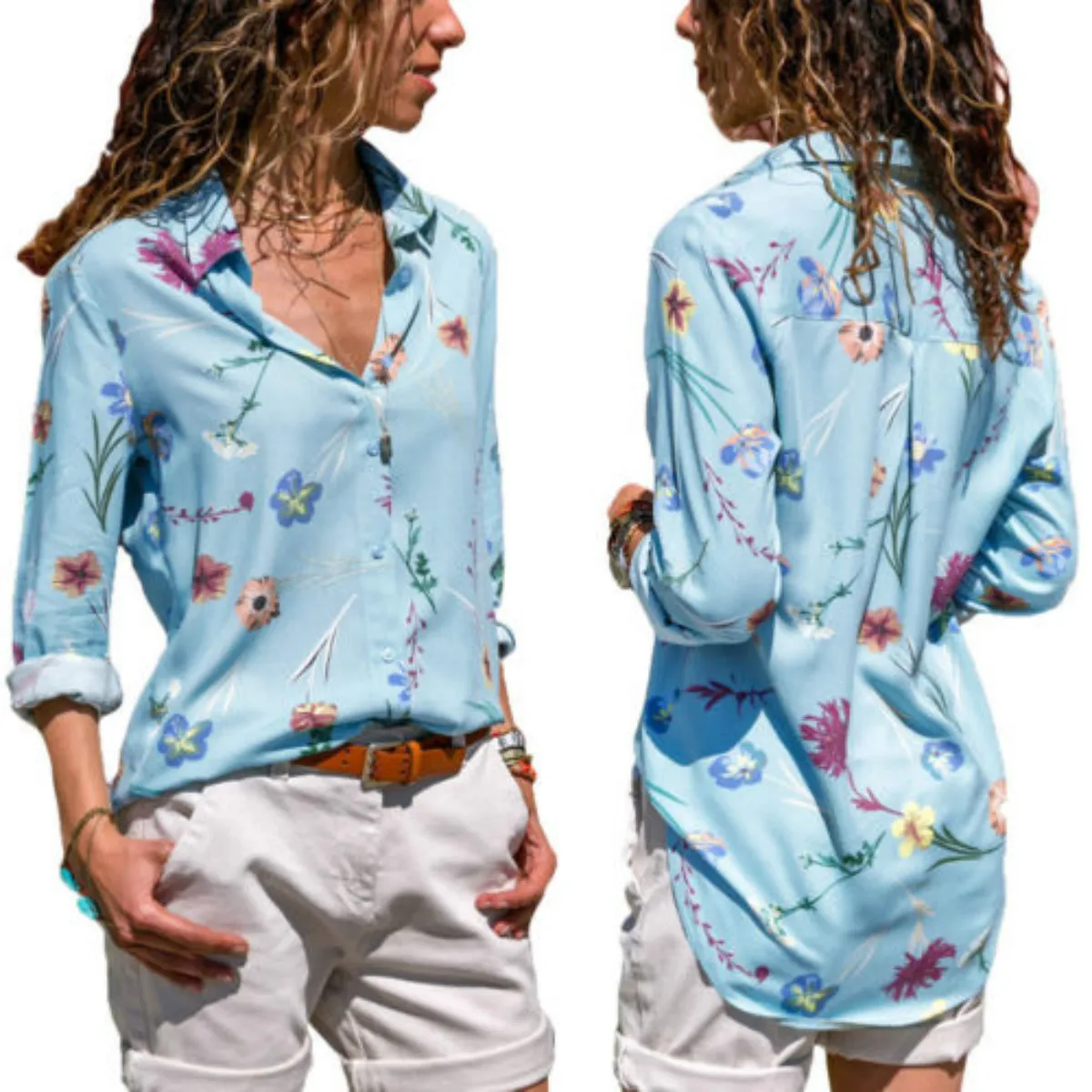 

Blouse 2018 New Brand Plus Size Fashion Women Tunic Tops Button V-Neck Print Plus Casual Loose Tops Blouse Shirt
