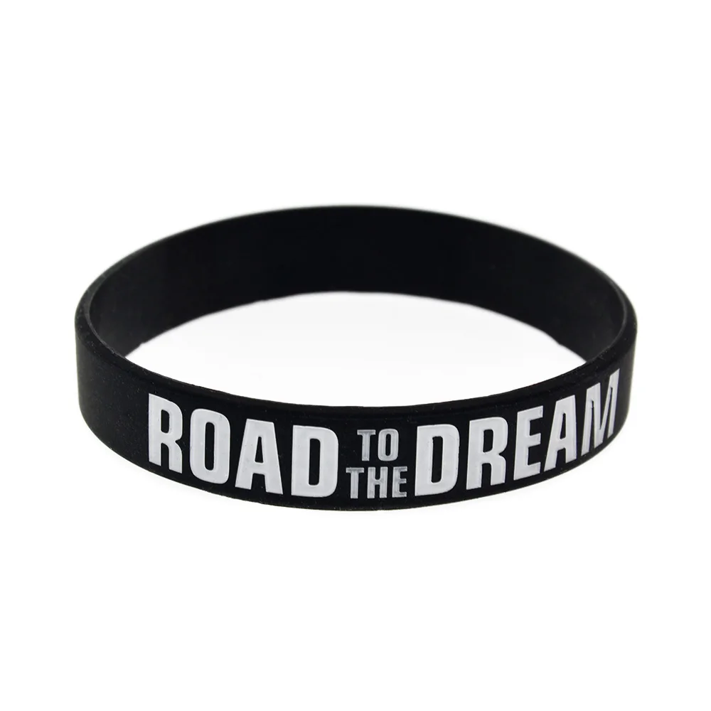 1 шт. Силиконовый браслет с надписью Road to The Dream черно белым гравировкой