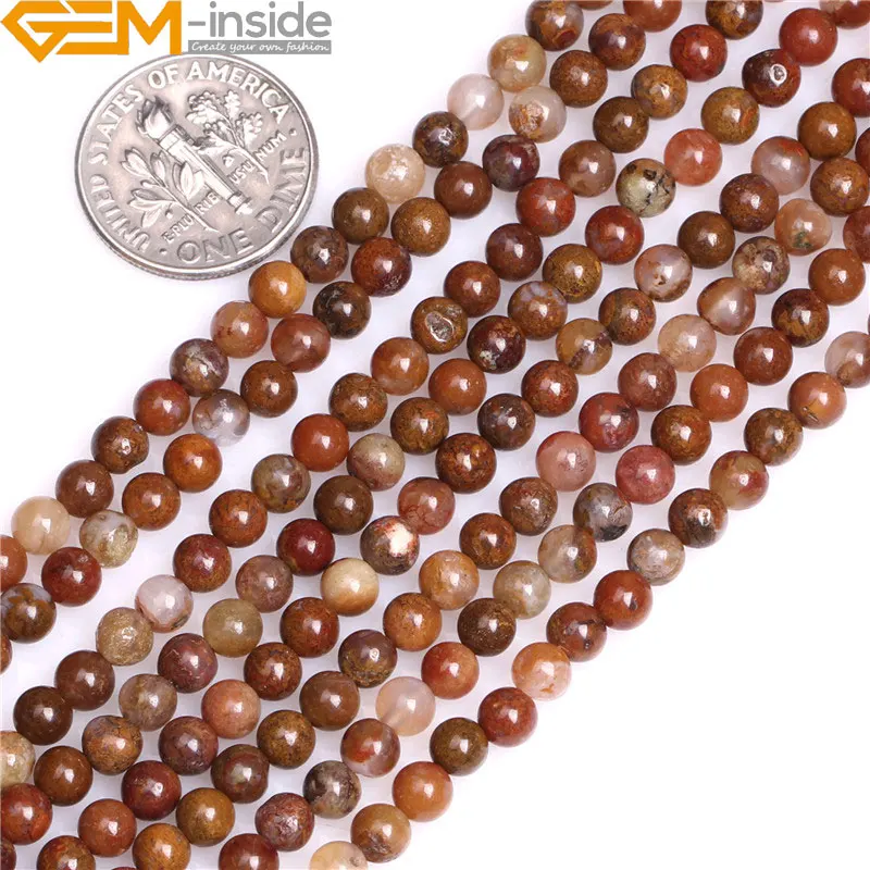 Круглые Бусины Из Натурального Коричневого мексиканского Моха Aqua Nurerara 4/6/8/10/12 мм