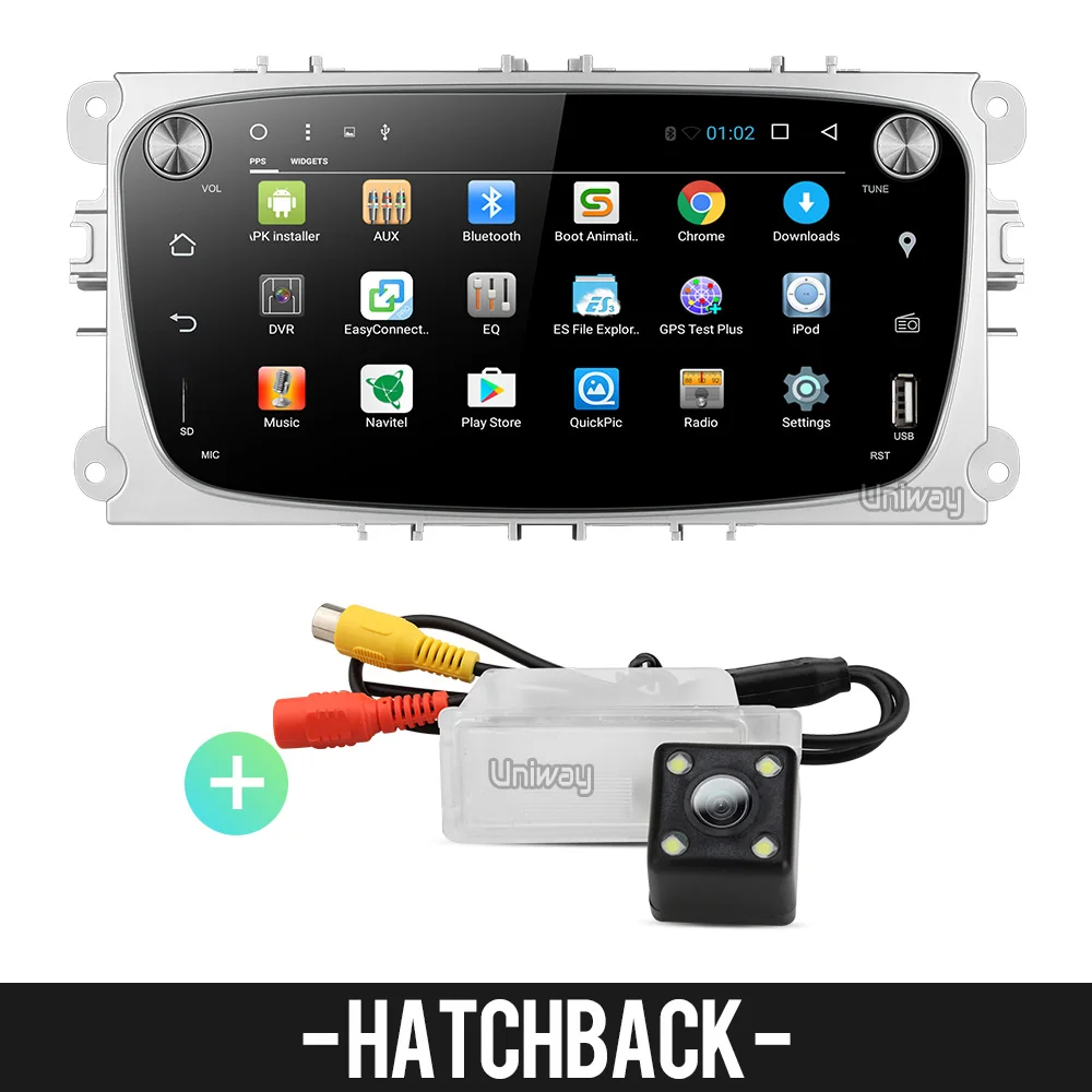 with hatchback cam Uniway ALFKS7071 2G+ 32G android 8,1 автомобильный dvd для focus ford mondeo ford kuga ford S-MAX c-maxcar радио - Цвет: with hatchback cam